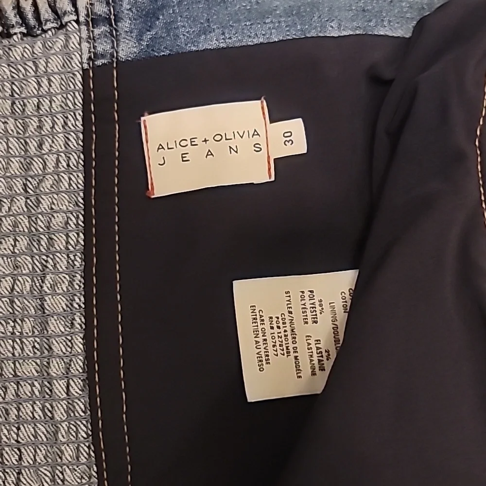 Alice + Olivia Medium Blue Denim Bustier Zip-Front Overalls - Picture 11 of 12
